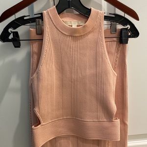 JONATHAN SIMKHAI pink ribbed knit bodycon top and  skirt intermix exclusive